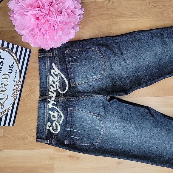 Ed Hardy by Christian Audigier Embroidered Tattoo Raw Hem Jeans - Picture 9 of 12